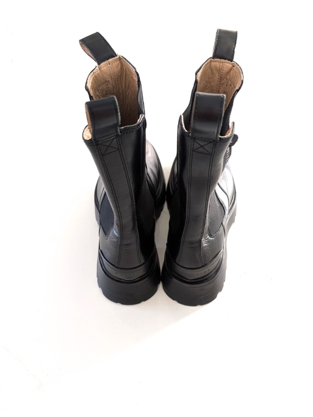 AllSaints Amber Chunky Tall Chelsea Boots Black Leather Platform US 10 EU 40 - Picture 5 of 11